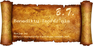 Benedikty Teofánia névjegykártya